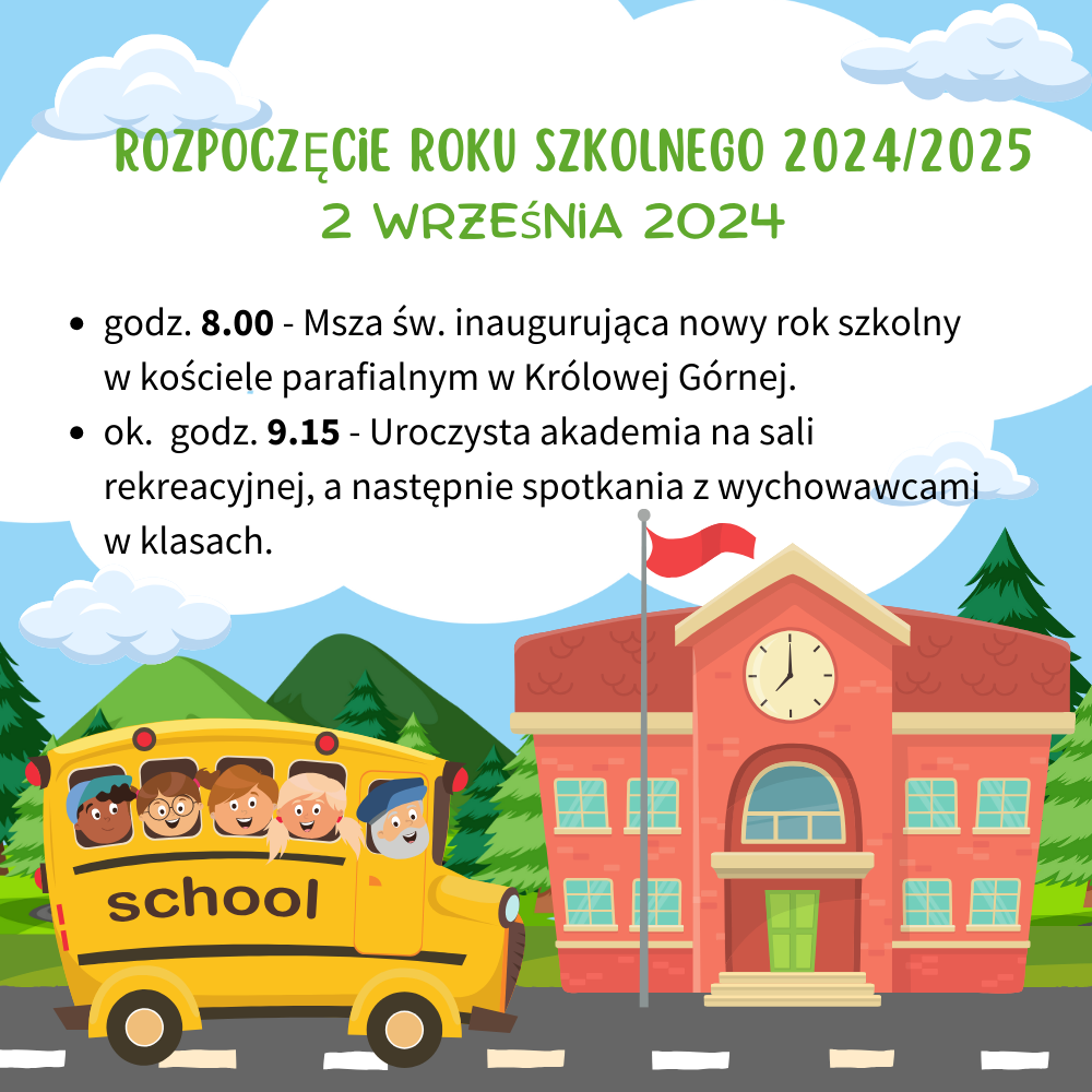 Harmonogram rozpoczęcia roku szkolnego 2024/2025